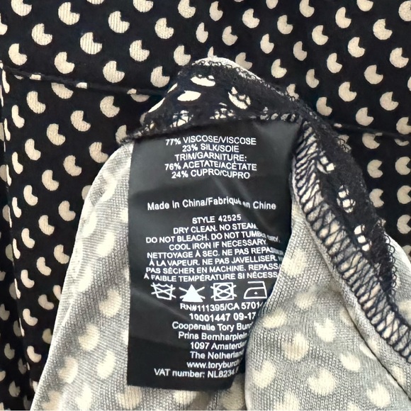 Tory Burch Anja Midi Dress A Line Velvet Silk Black Jazz Dot Classic Dressy XL - Picture 13 of 15